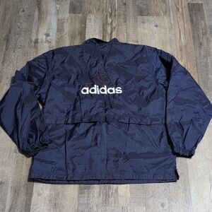 Adidas Blue Windbreaker Jacket with Iconic Logo